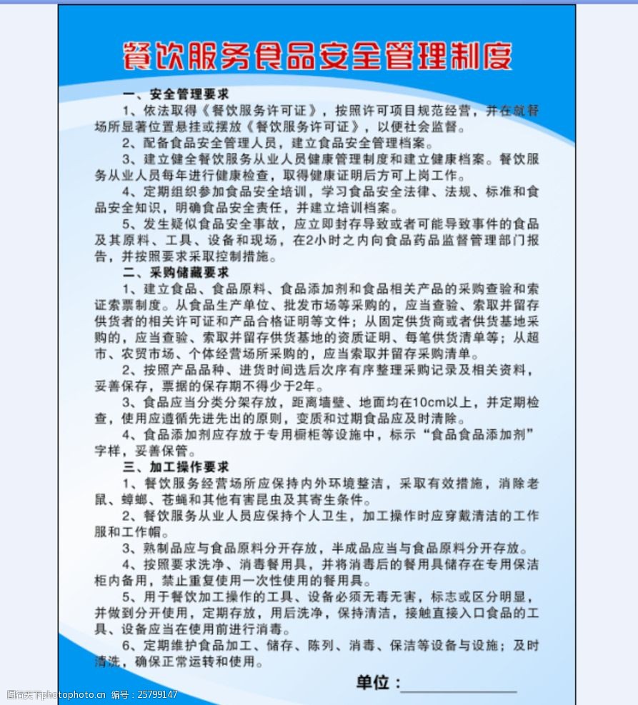 餐饮服务食品安全管理制度要点